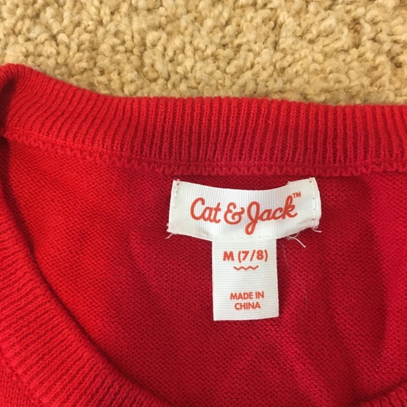 Girls red clear sequin cardigan - Picture 3 of 3